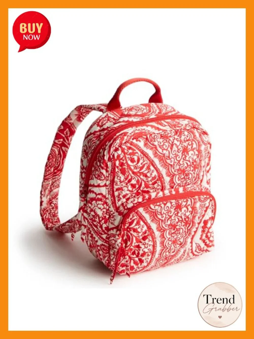 Quilted Cotton Mini Backpack - 2 Zip Compartments